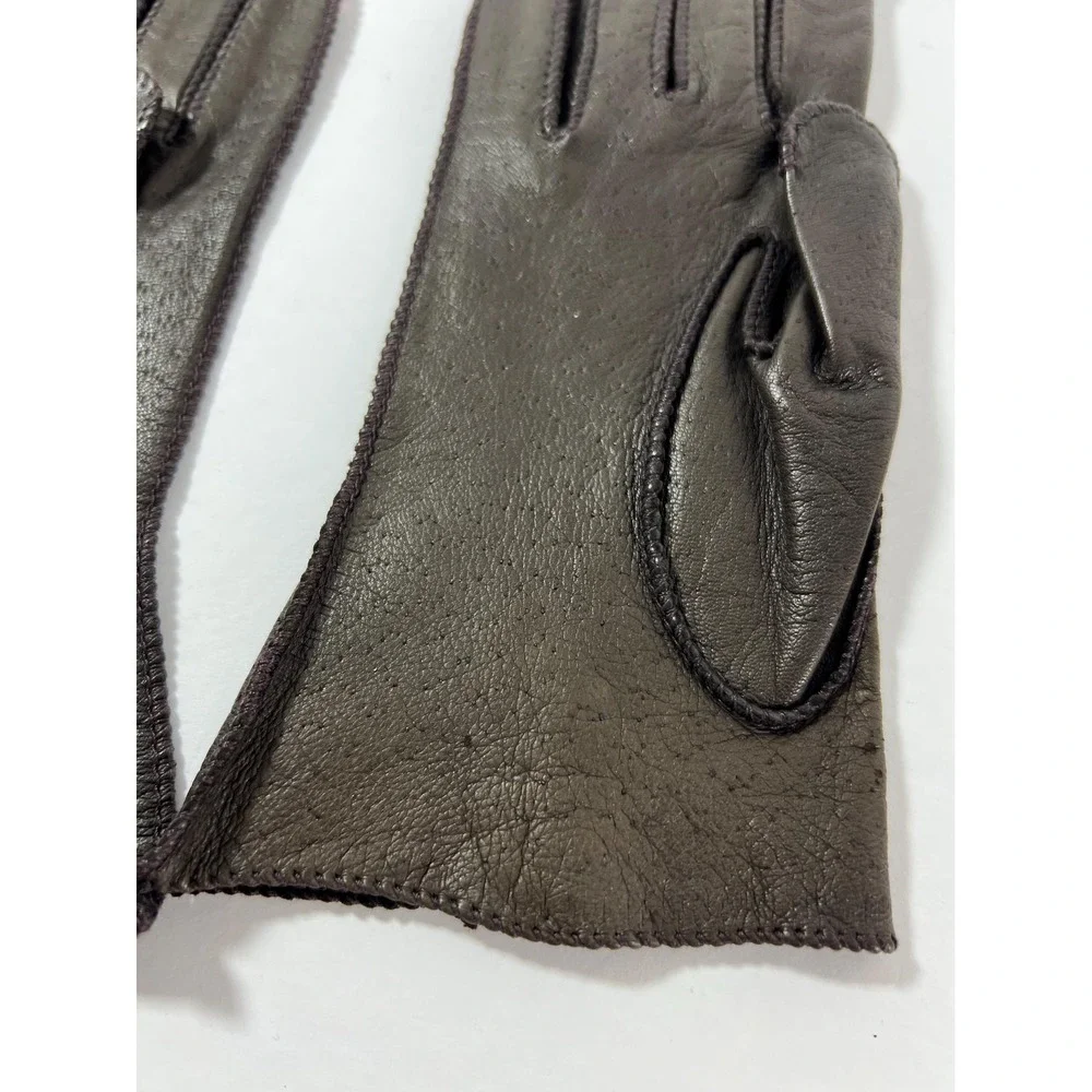 Deerskin leather gloves New with tags old stock vintage dark brown size 7 small